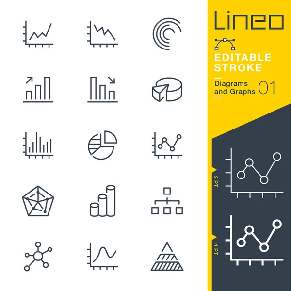 Lineo Editable Stroke Diagramas Iconos Línea Gráficos — Vector de stock