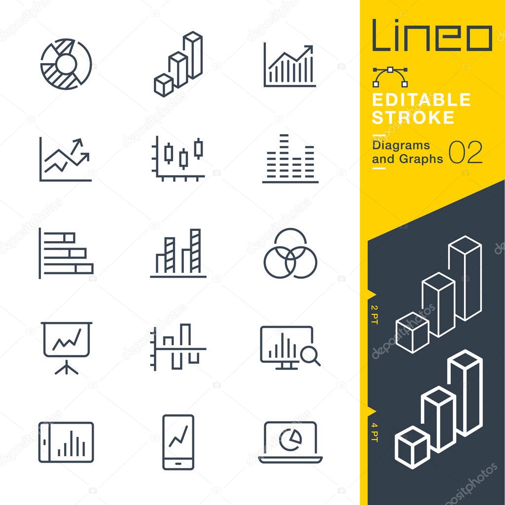 Lineo Editable Stroke - Diagrams and Graphs line icons