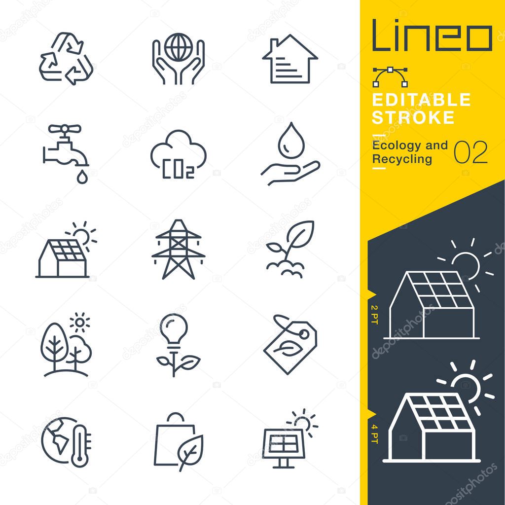 Lineo Editable Stroke - Ecology and Recycling line icons