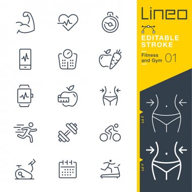 Lineo düzenlenebilir kontur - Fitness ve spor salonu satır simgeler
