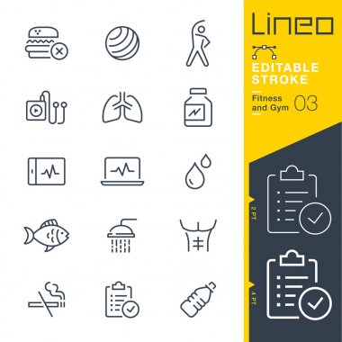 Lineo düzenlenebilir kontur - Fitness ve spor salonu satır simgeler