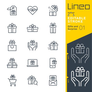 Lineo düzenlenebilir kontur - hediyeler ve sürpriz satır simgeler