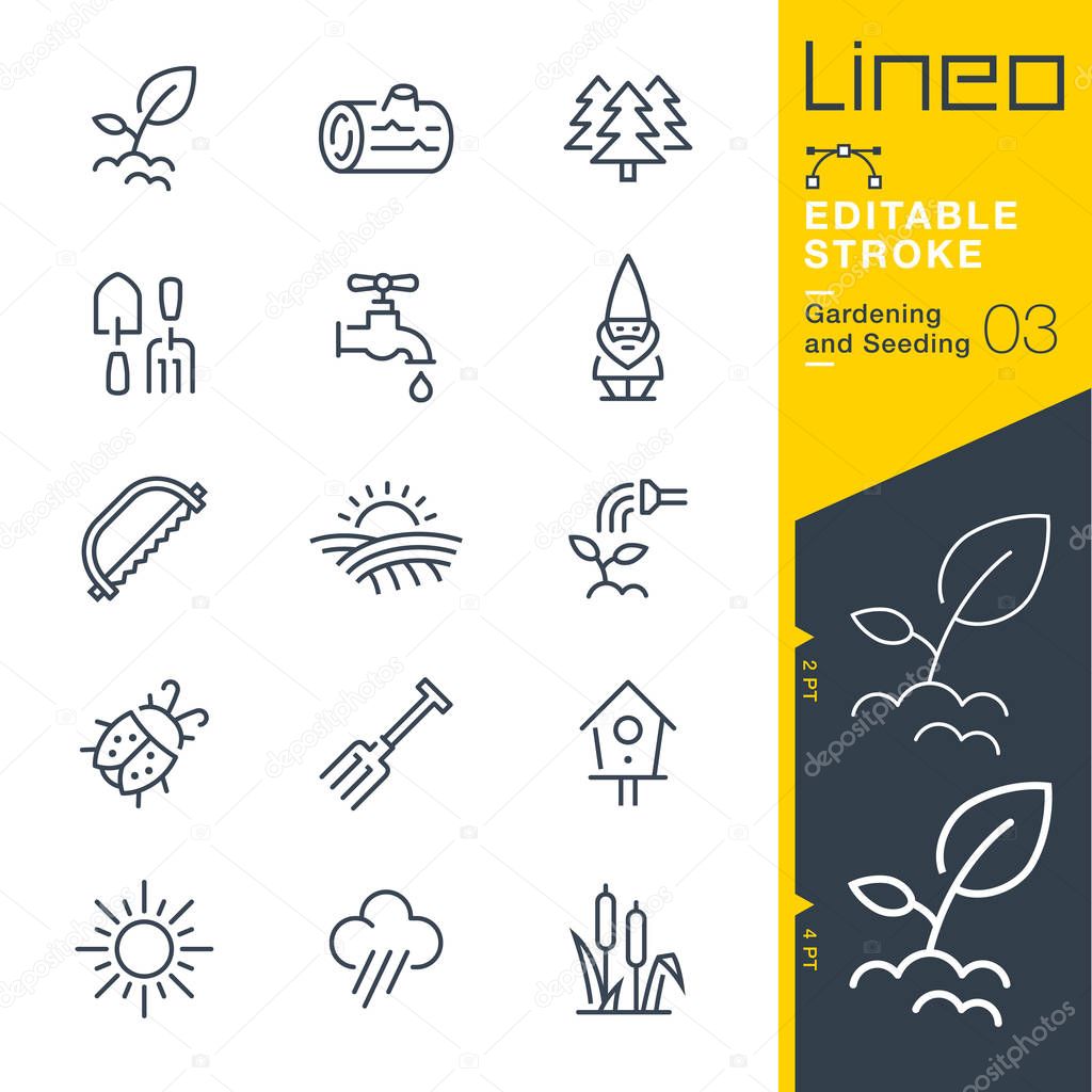 Lineo Editable Stroke - Gardening and Seeding line icons