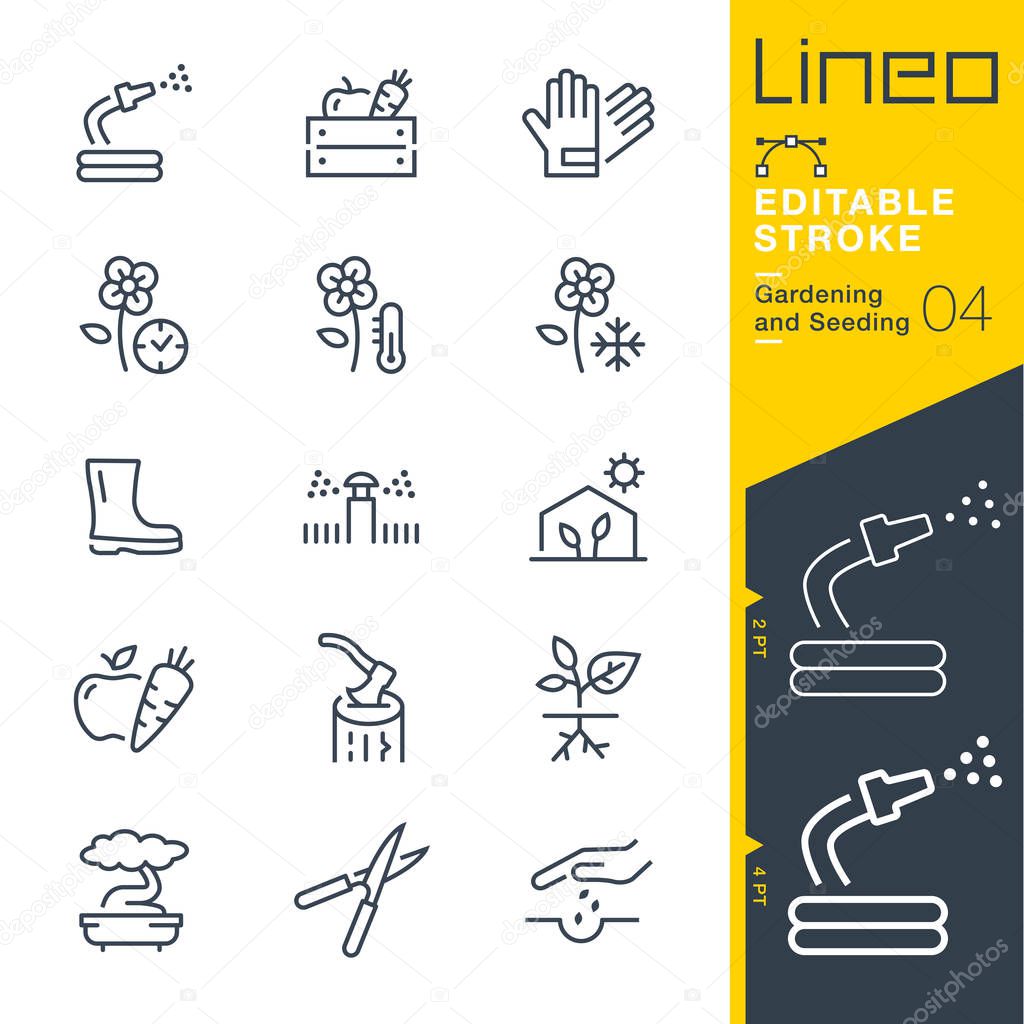 Lineo Editable Stroke - Gardening and Seeding line icons