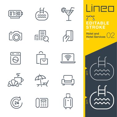 Lineo düzenlenebilir kontur - otel çizgi simgeler