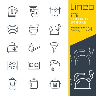 Lineo düzenlenebilir kontur - mutfak ve yemek satırı simgeler