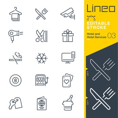 Lineo düzenlenebilir kontur - otel çizgi simgeler