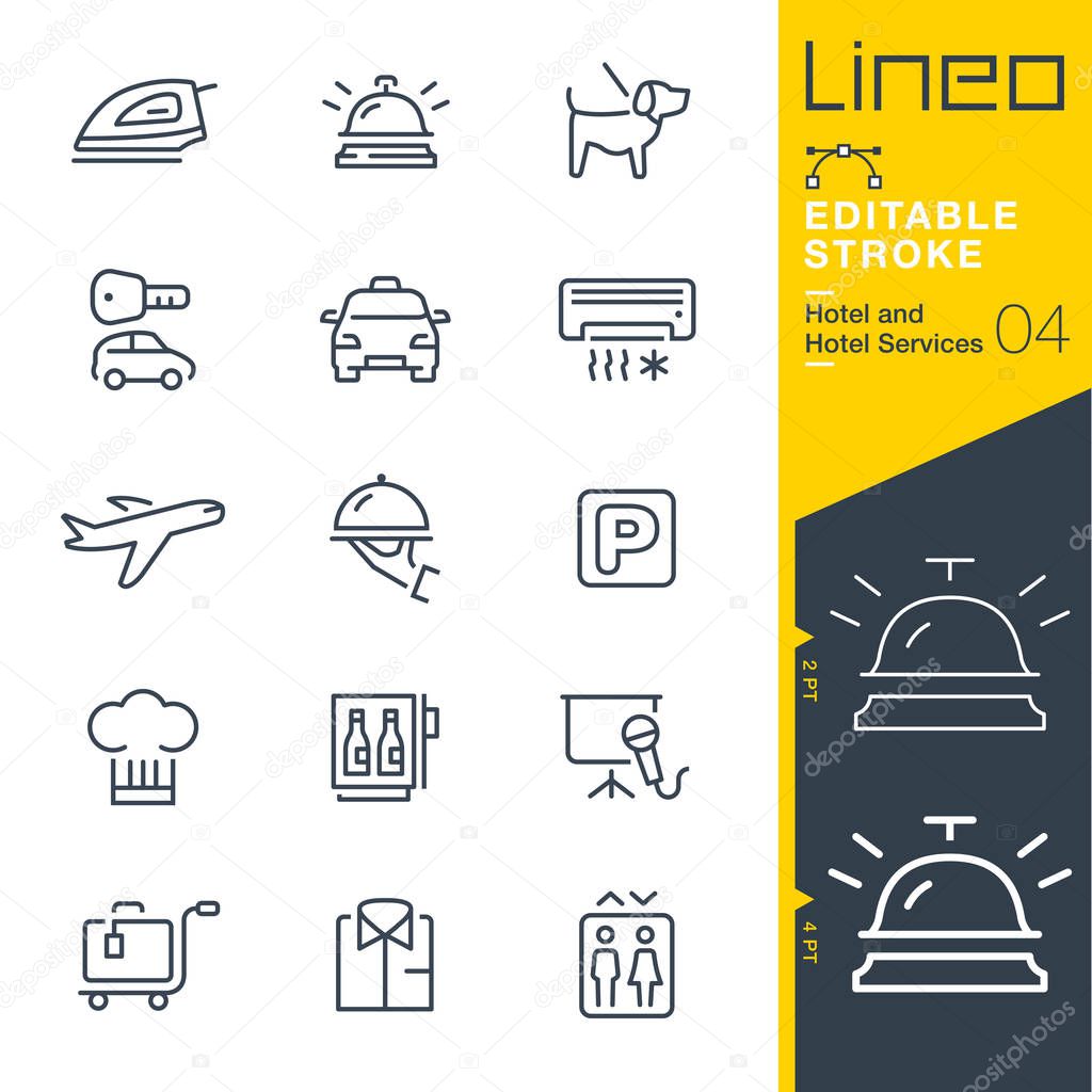 Lineo Editable Stroke - Hotel line icons