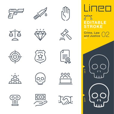 Lineo düzenlenebilir kontur - suç, hukuk ve adalet satır simgeler