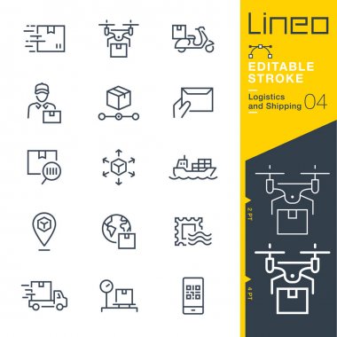 Lineo düzenlenebilir kontur - lojistik ve nakliye satırı simgeler