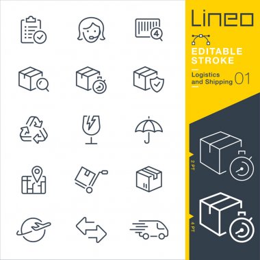 Lineo düzenlenebilir kontur - lojistik ve nakliye satırı simgeler