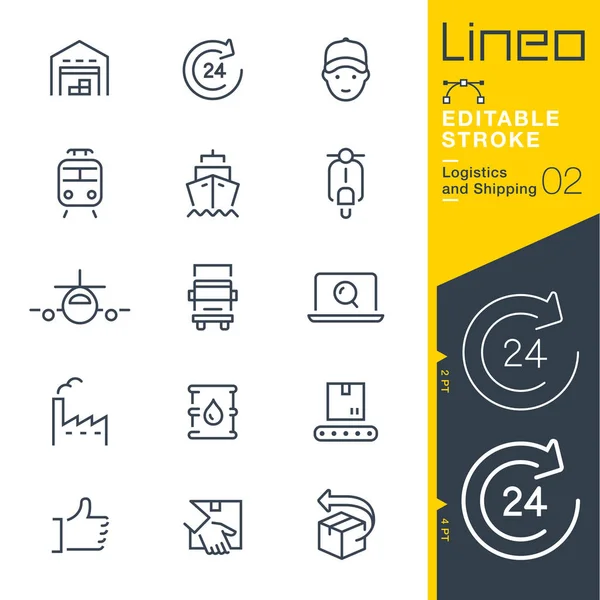 Lineo Editable Stroke Logística Iconos Línea Envío — Vector de stock