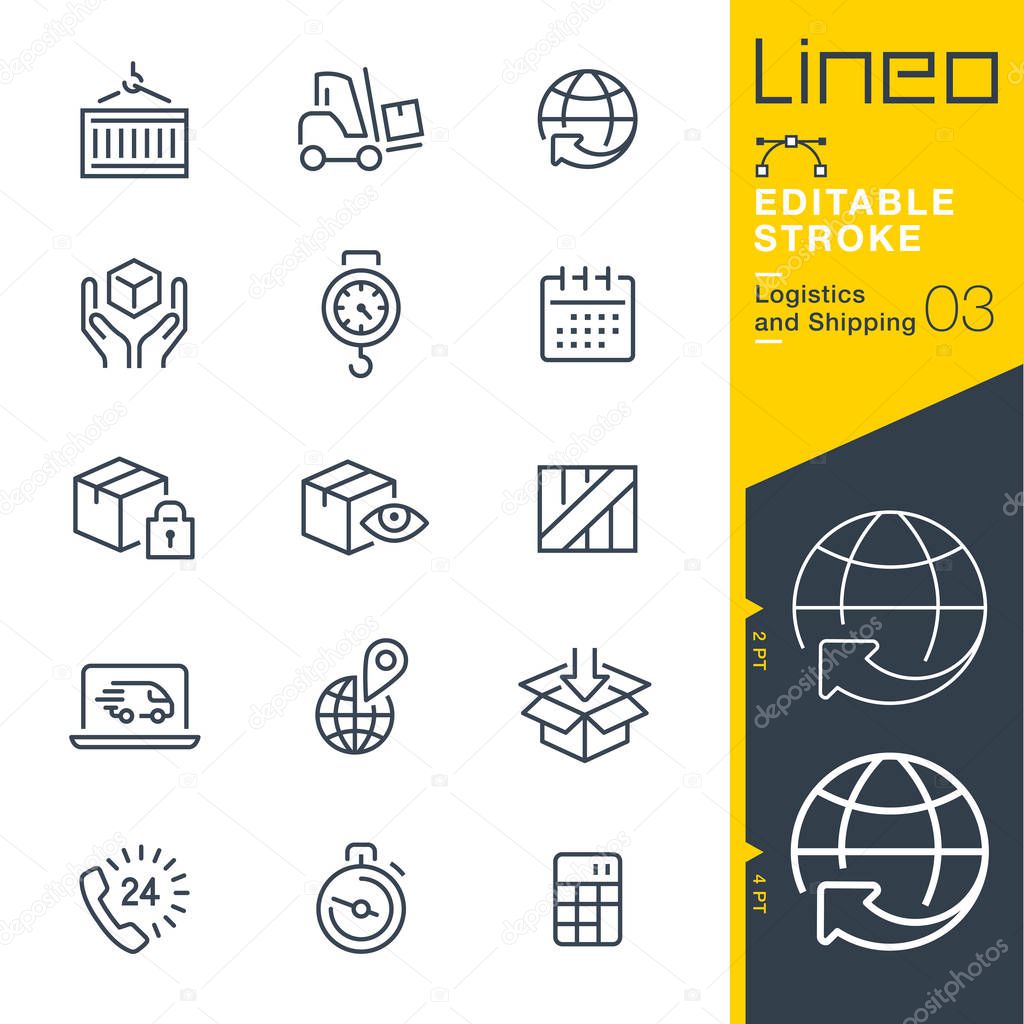 Lineo Editable Stroke - Logistics and Shipping line icons