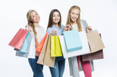 Women with shopping bags  clipart
