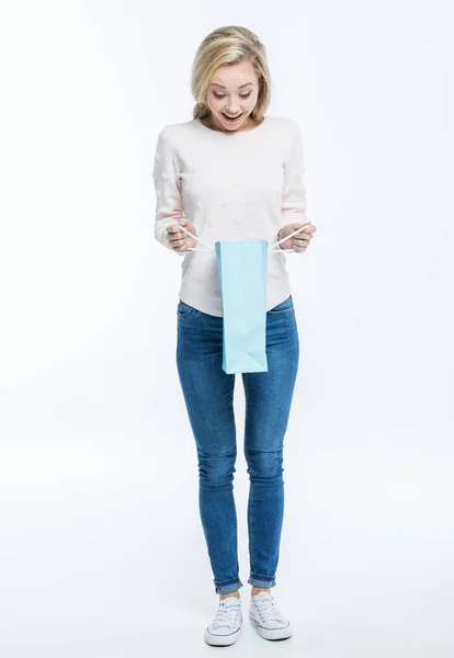 Woman with shopping bag — Stock Photo, Image