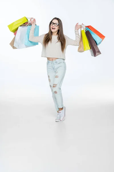 Žena s nákupními taškami — Stock fotografie