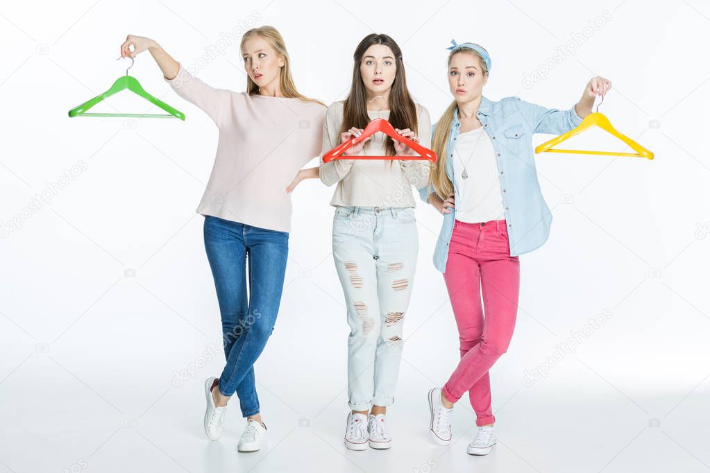 Women with colorful hangers
