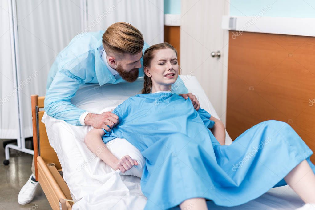 pregnant woman giving birth