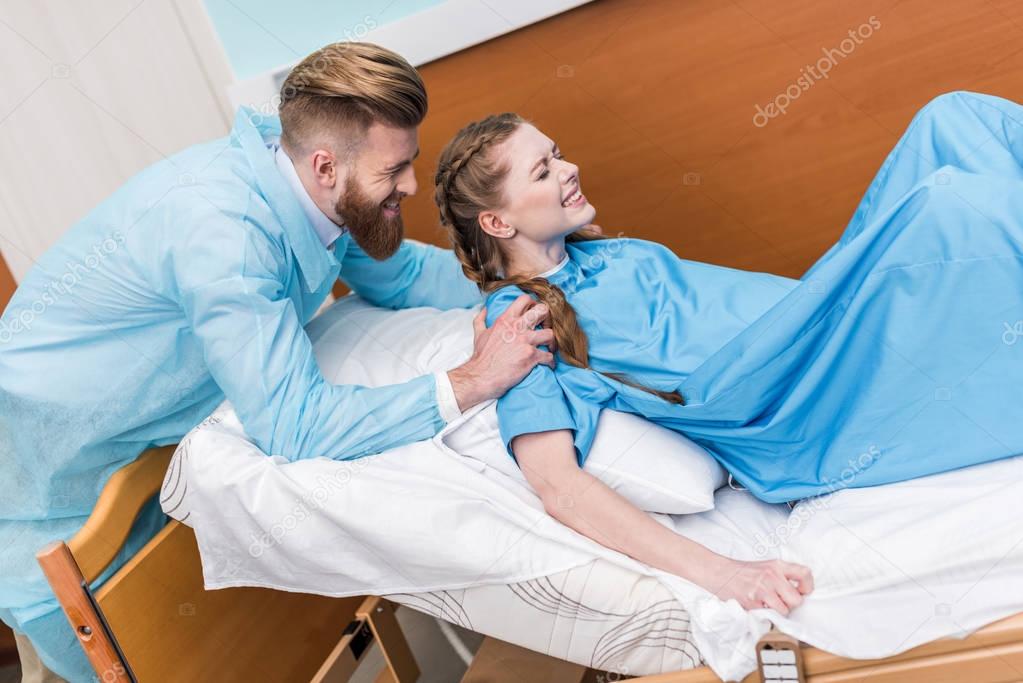 pregnant woman giving birth