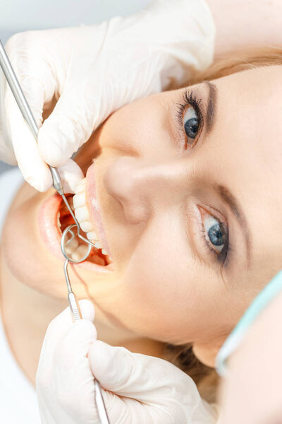 Patient at dental check up 