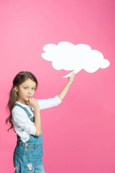 Menina com bolha de fala — Fotografia de Stock