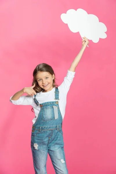 Little girl with speech bubble — Stock Photo, Image