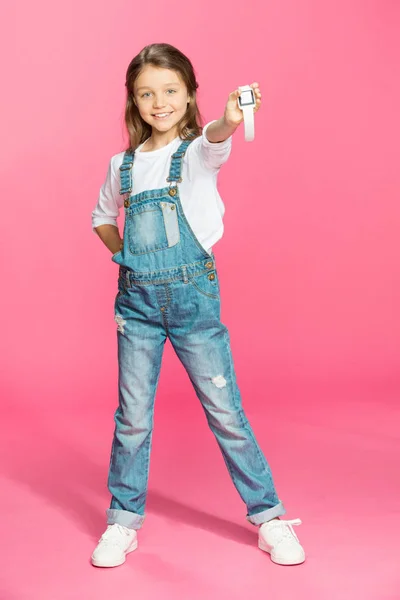 Little girl with smartwatch — Stock Photo, Image