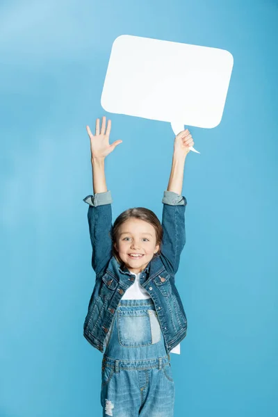 Menina com bolha de fala — Fotografia de Stock