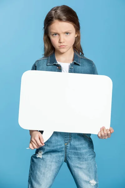 Niña con burbuja del habla —  Fotos de Stock