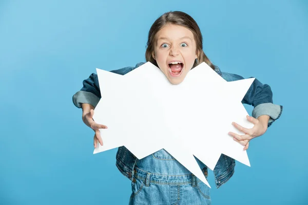 Little girl with speech bubble — Stock Photo, Image