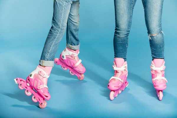mother and daughter in roller skates