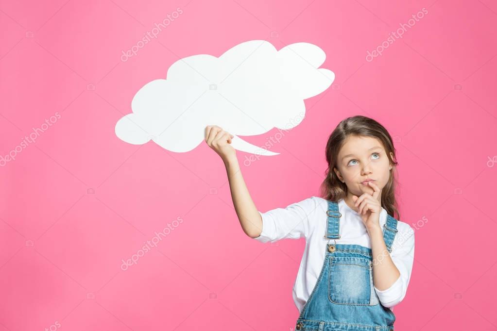 Little girl with speech bubble 