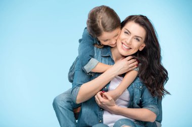 mother and daughter hugging clipart