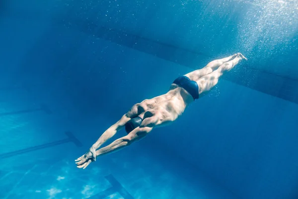 Підводне Зображення Чоловічого Плавця Басейн Стокове Фото