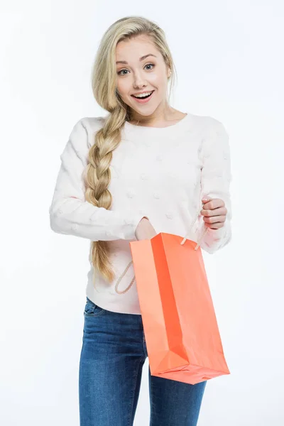 Donna con shopping bag — Foto stock