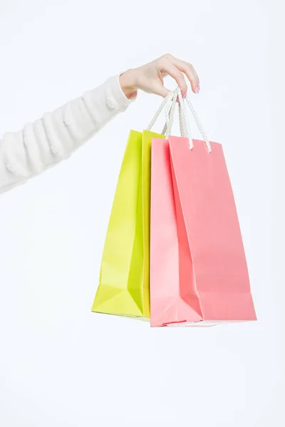 Femme avec sacs à provisions — Photo de stock