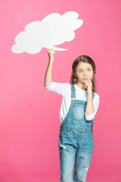 Menina com bolha de fala — Fotografia de Stock