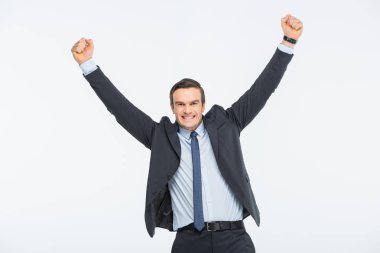 Young excited businessman clipart