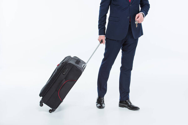 Businessman holding suitcase