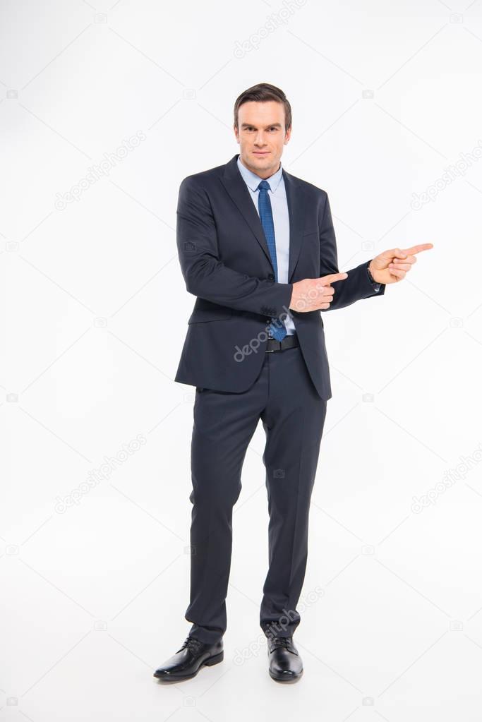 Professional businessman pointing 