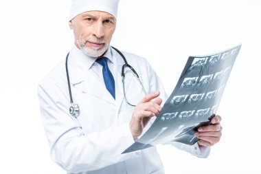Doctor holding x-ray image clipart