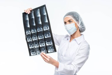 Doctor holding x-ray image clipart