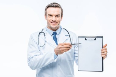 Doctor holding clipboard clipart