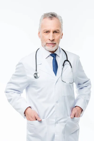 Mature doctor with stethoscope — Stock Photo, Image