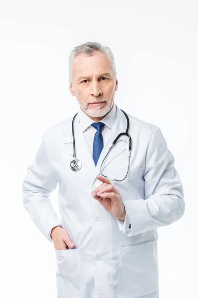 Mature doctor with stethoscope — Stock Photo, Image