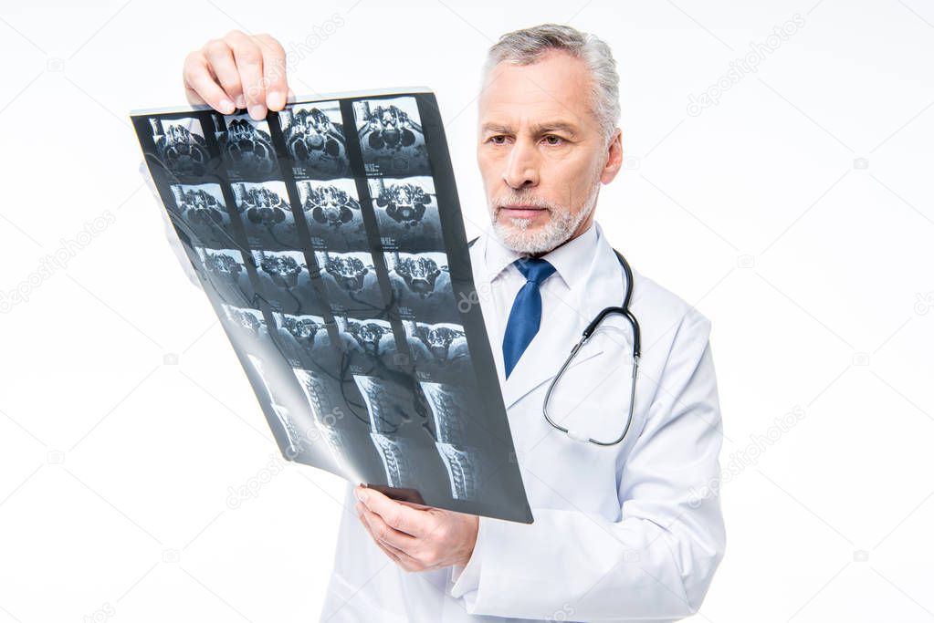Doctor looking at x-ray 