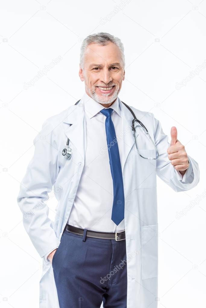 Mature doctor with stethoscope 