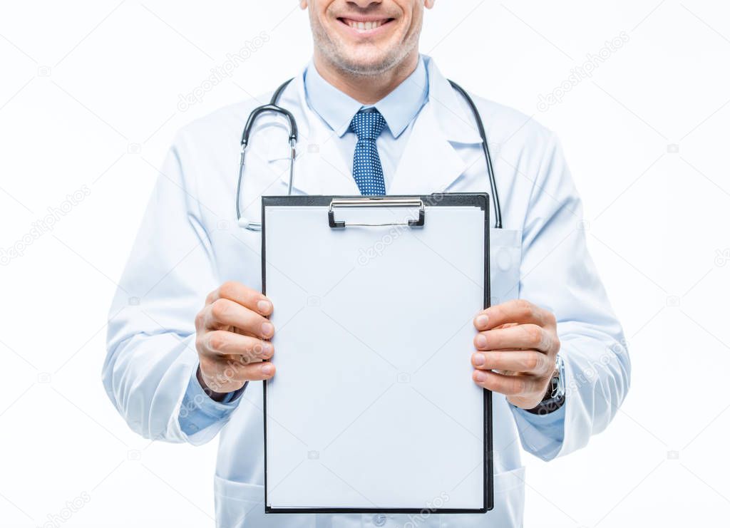 Doctor holding clipboard