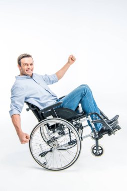 Happy handicapped man