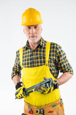 Mature workman in hard hat  clipart
